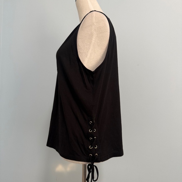 Michael Kors‎ Women’s Sleeveless Side Lace- Up Black Top Size L - Picture 2 of 8